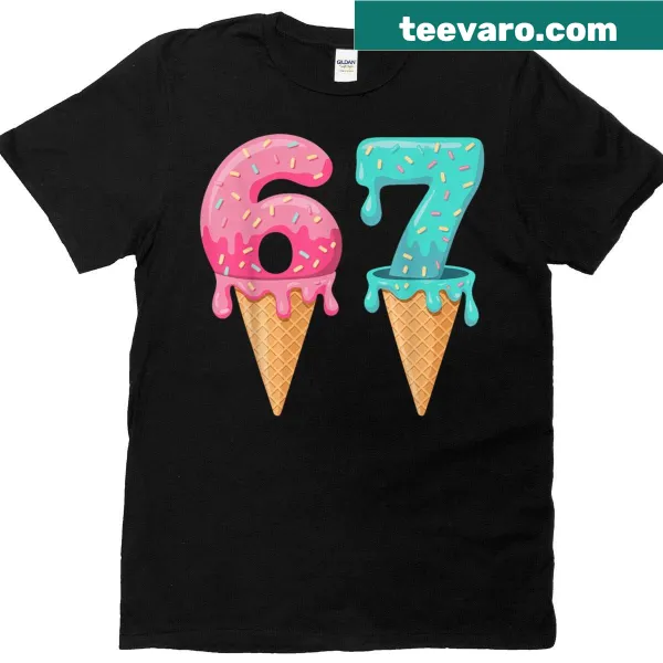Illustration of an ice cream cone with a baseball theme in a playful style