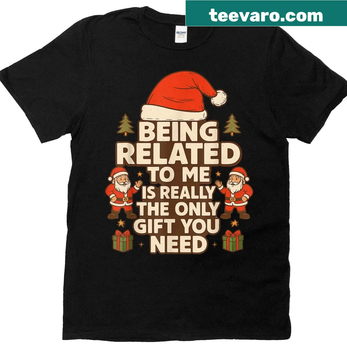 Funny Christmas-themed T-shirt about family relationships — on a men's t-shirt