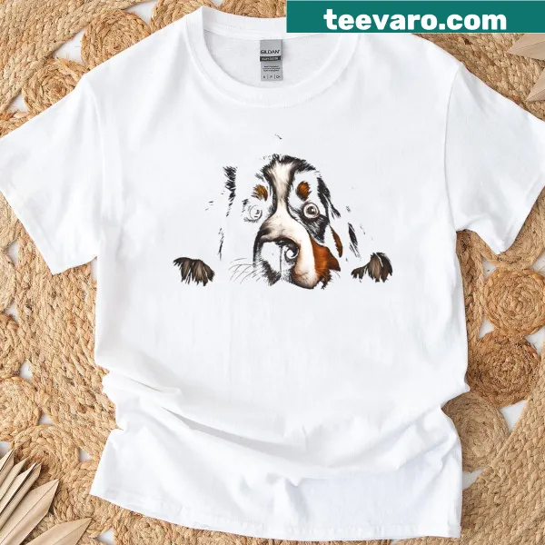 T-shirt featuring an illustration of a Bernese Mountain Dog