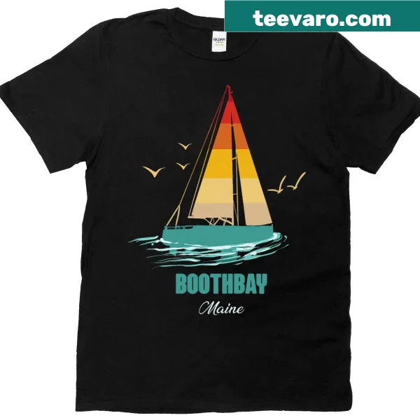 Illustrated T-shirt showcasing the scenic beauty of Boothbay, Maine