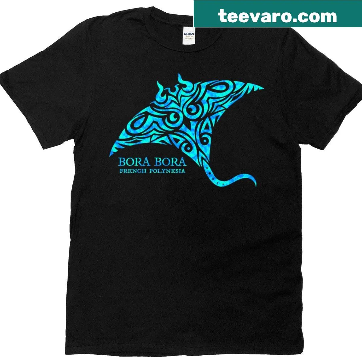 Manta ray graphic representing Bora Bora for ocean lovers — on a men's t-shirt