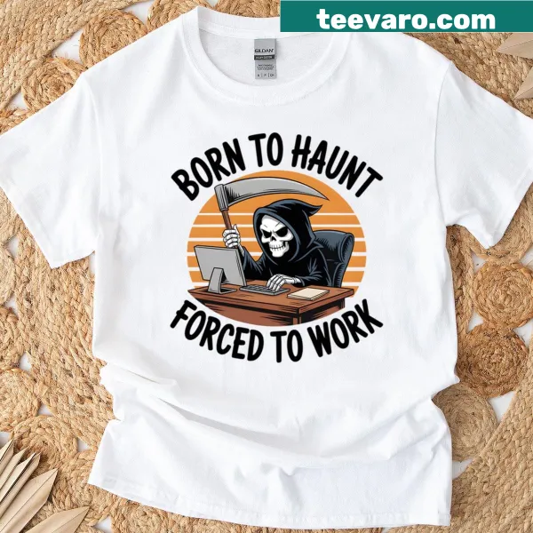 Funny Halloween t-shirt with ghost graphic and humorous text