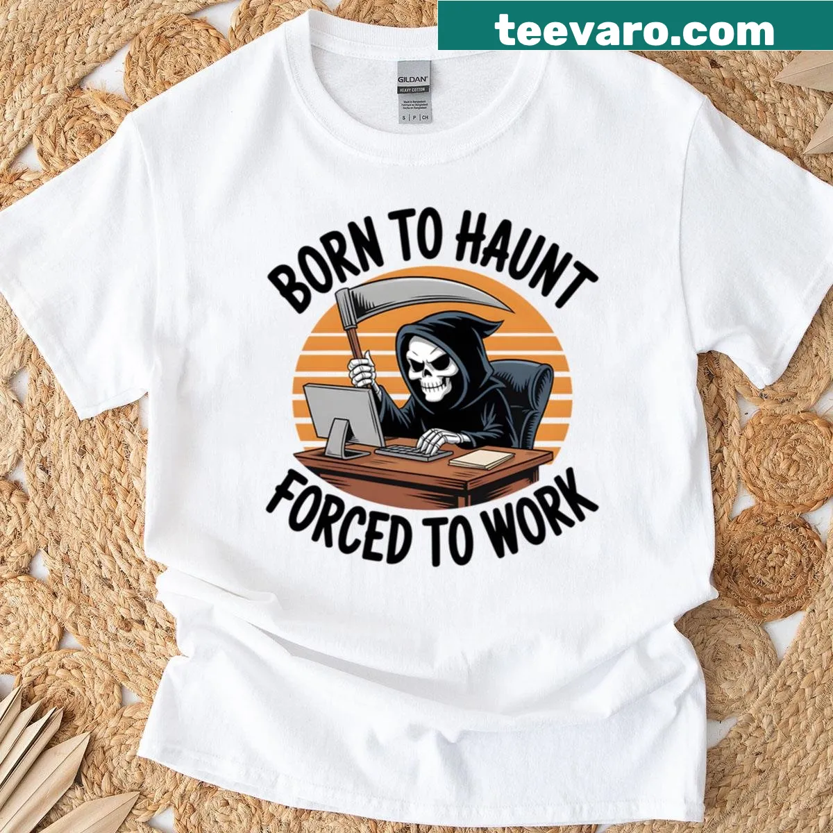 Funny Halloween t-shirt with ghost graphic and humorous text — on a men's t-shirt