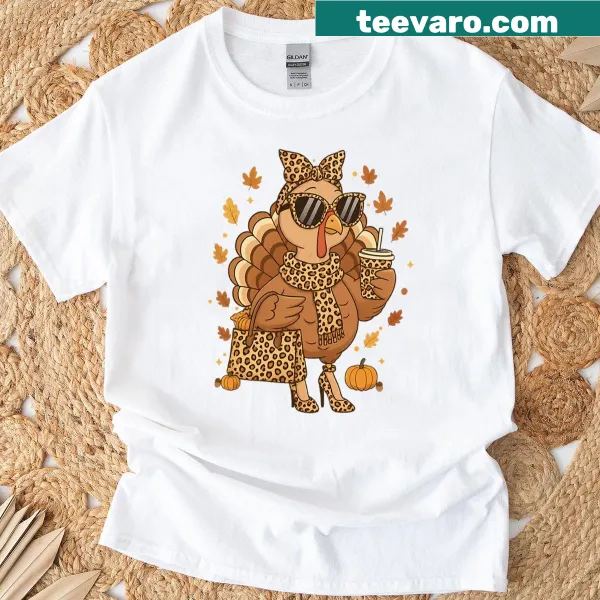 Cartoon turkey in boujee attire for Thanksgiving.