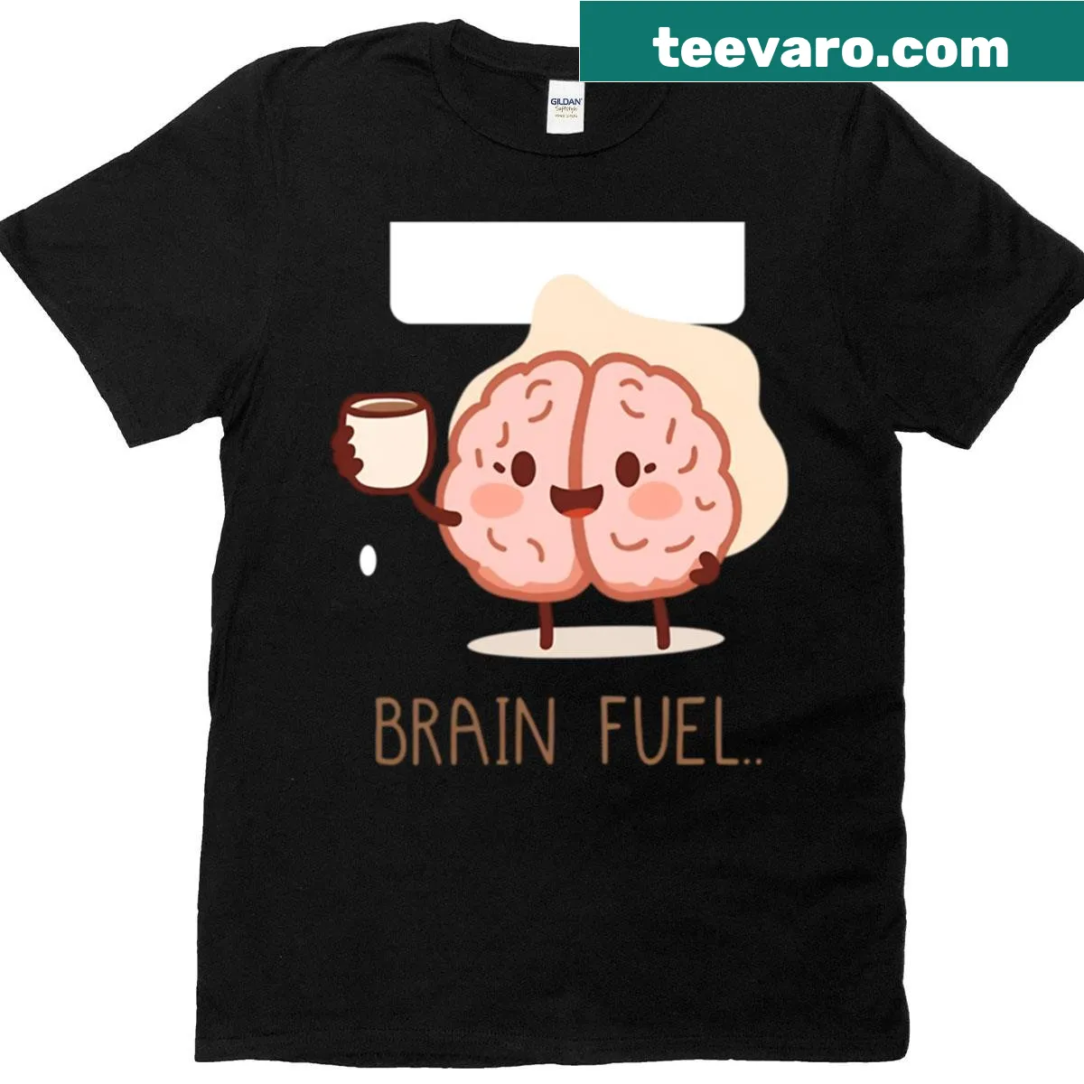 Coffee cup and brain illustration on T-shirt — on a men's t-shirt