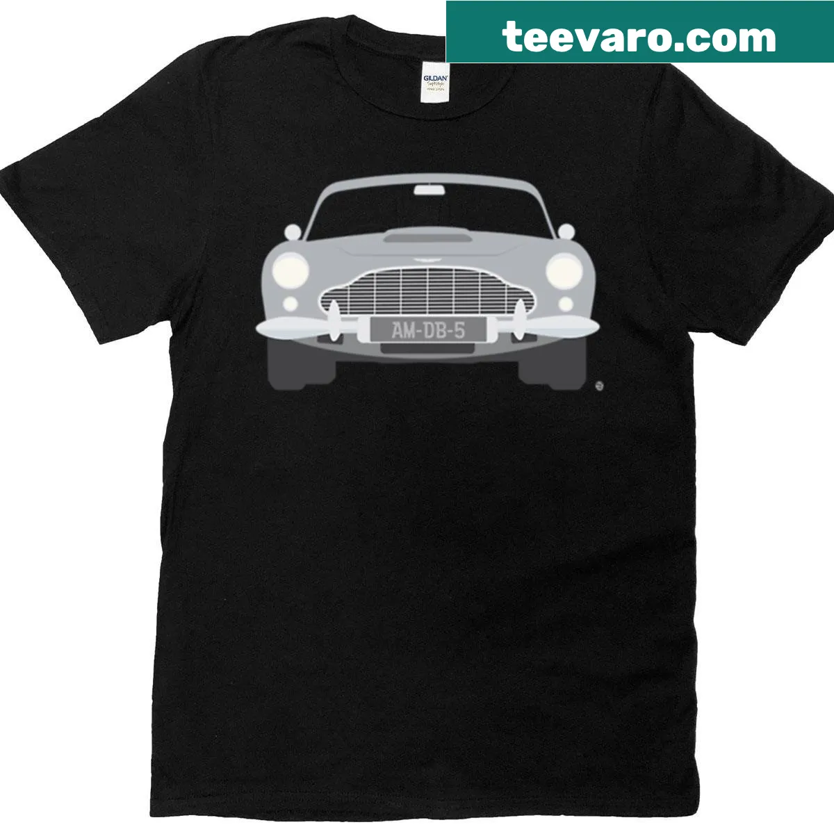 Oversized t-shirt featuring a realistic graphic of the British DB5 car — on a men's t-shirt