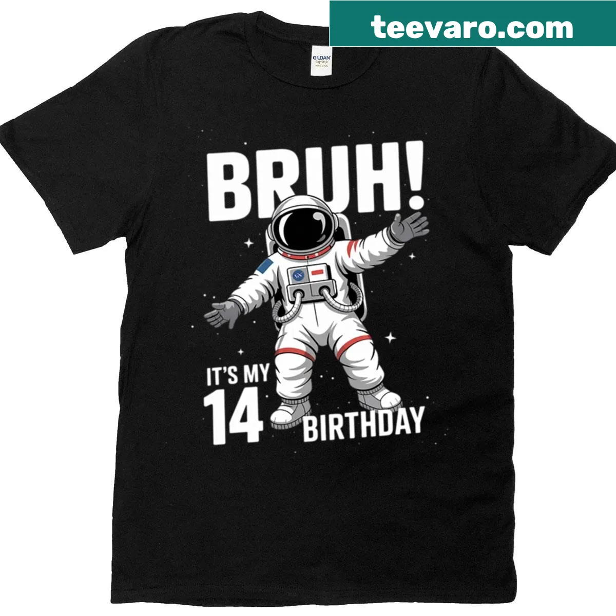 Playful T-shirt with astronaut dabbing and birthday phrase — on a men's t-shirt