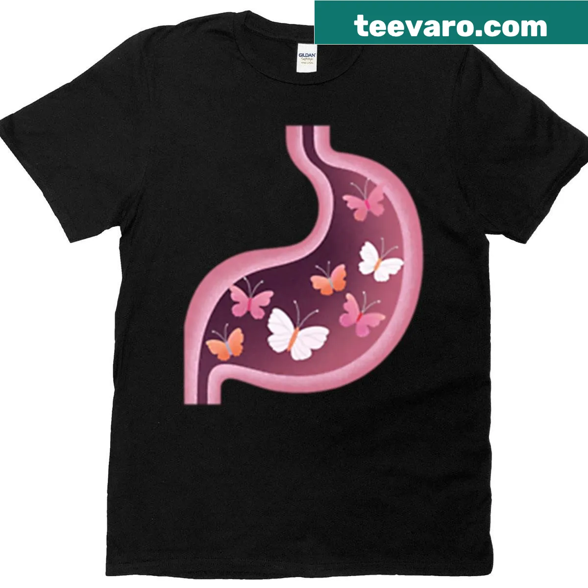Oversized T-shirt with a cute graphic depicting butterflies and text — on a men's t-shirt