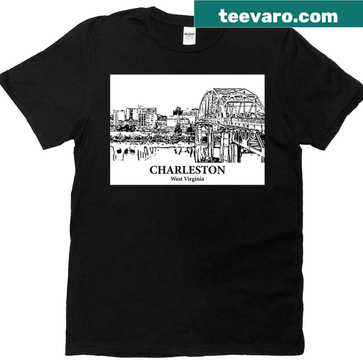 Stylish Charleston West Virginia graphic on T-shirt — on a men's t-shirt