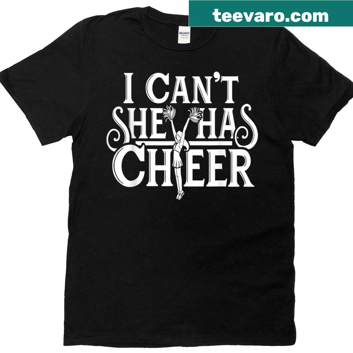 Cheerleading family t-shirt with playful text about cheer support — on a men's t-shirt