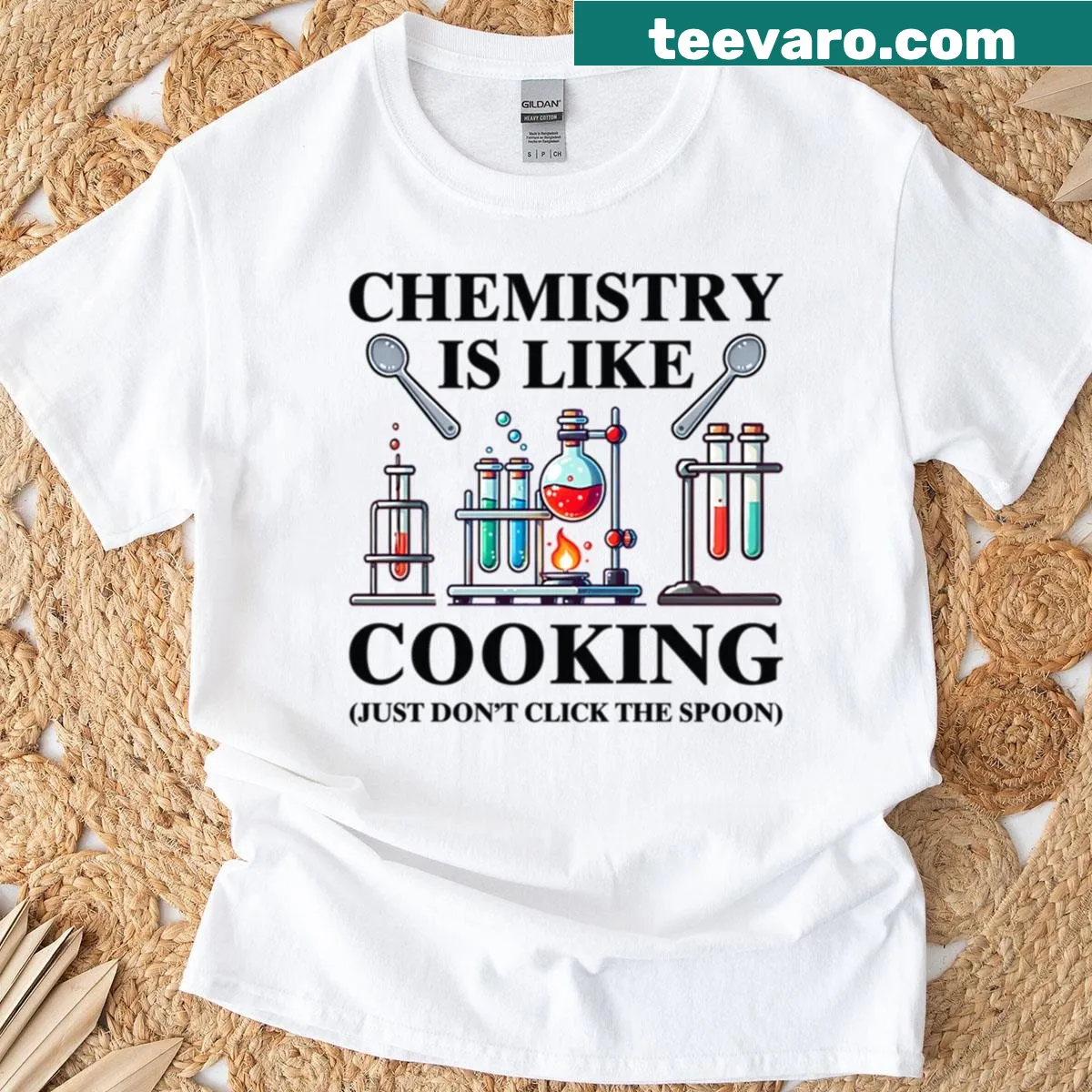 Funny science lab beaker illustration on a t-shirt — on a men's t-shirt