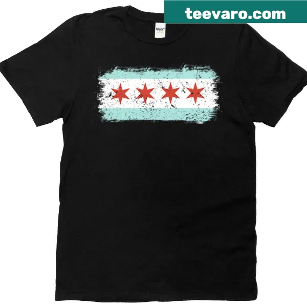 Oversized t-shirt featuring a faded Chicago flag design