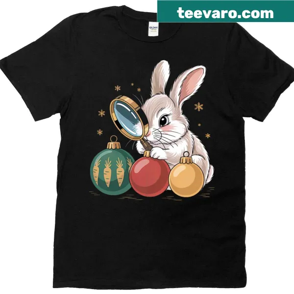 Cute bunny illustration with Christmas baubles