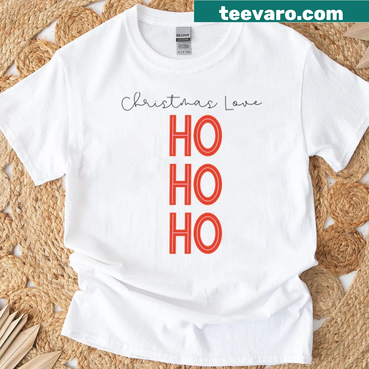 Funny Santa quote holiday t-shirt with Ho Ho Ho graphic — on a men's t-shirt