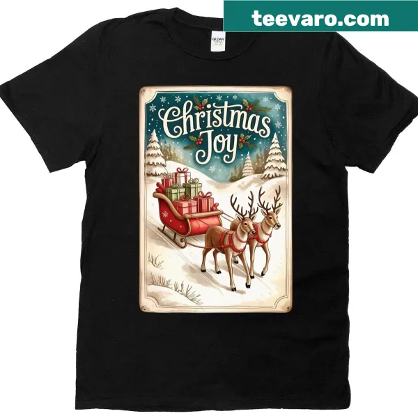 Vintage Santa's reindeer Christmas T-shirt with playful holiday graphic