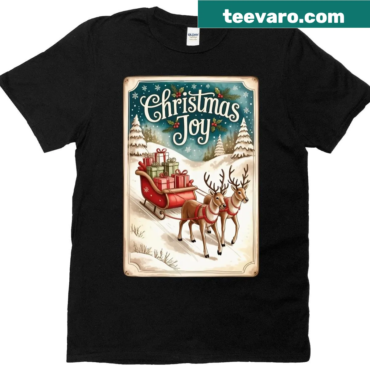 Vintage Santa's reindeer Christmas T-shirt with playful holiday graphic — on a men's t-shirt