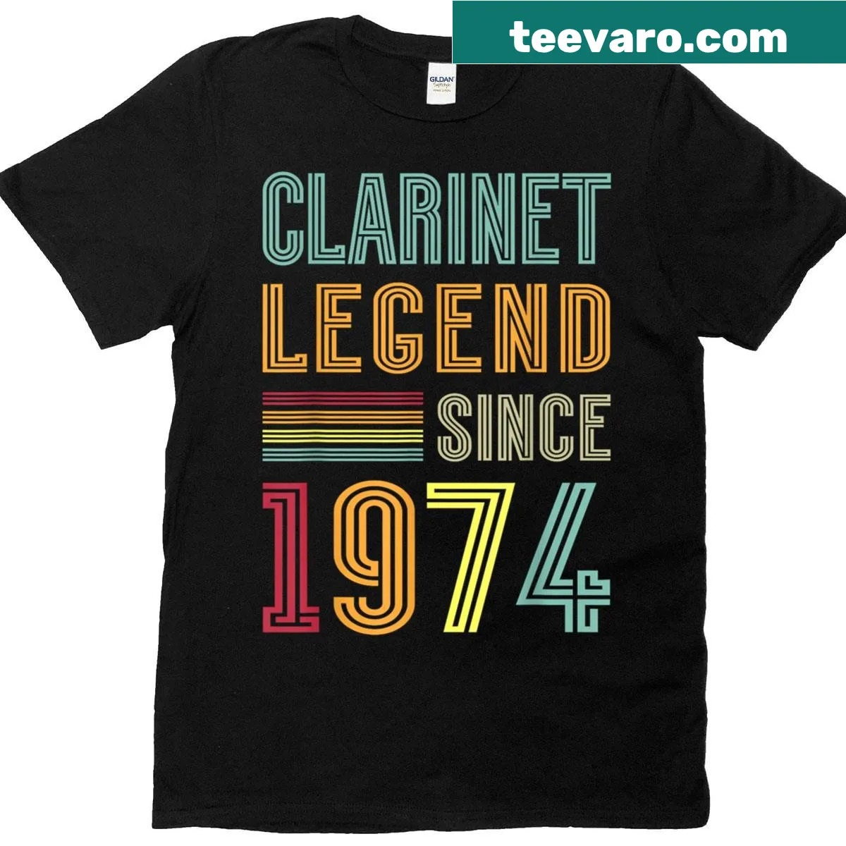 T-shirt commemorating 51 years of clarinet playing with bold text — on a men's t-shirt