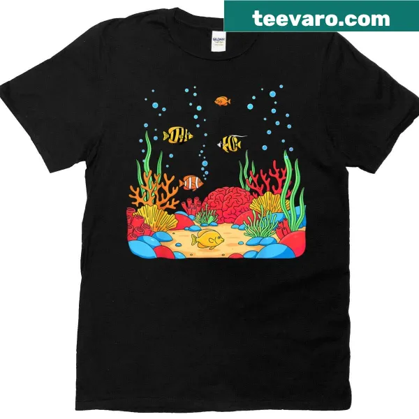 Ocean life illustration of a coral reef on a T-shirt