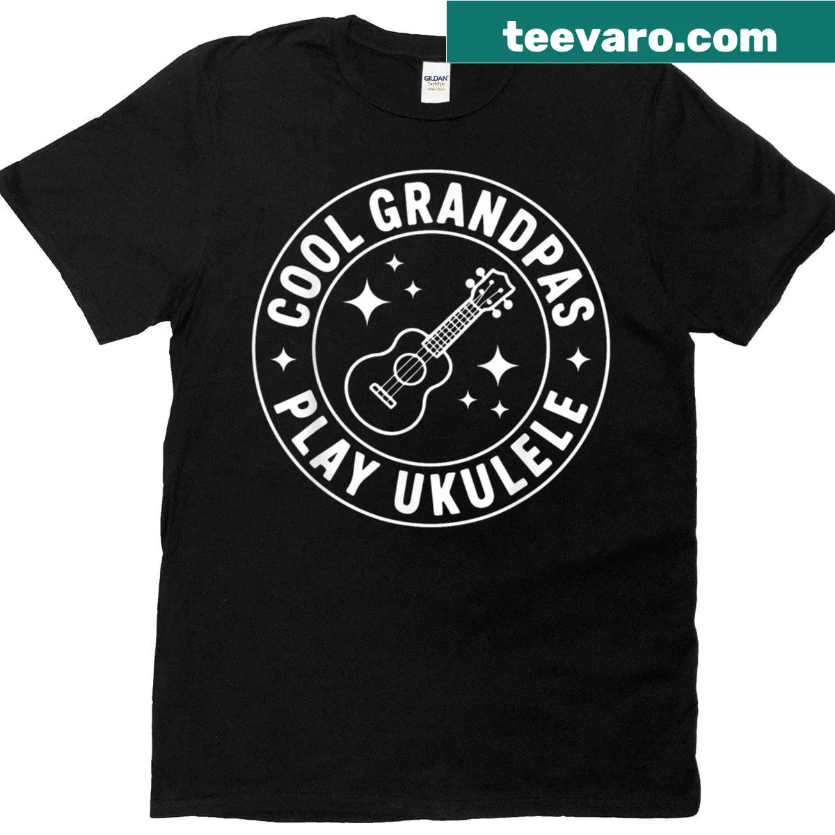 Illustration of a ukulele on a T-shirt designed for music-loving grandpas. — on a men's t-shirt