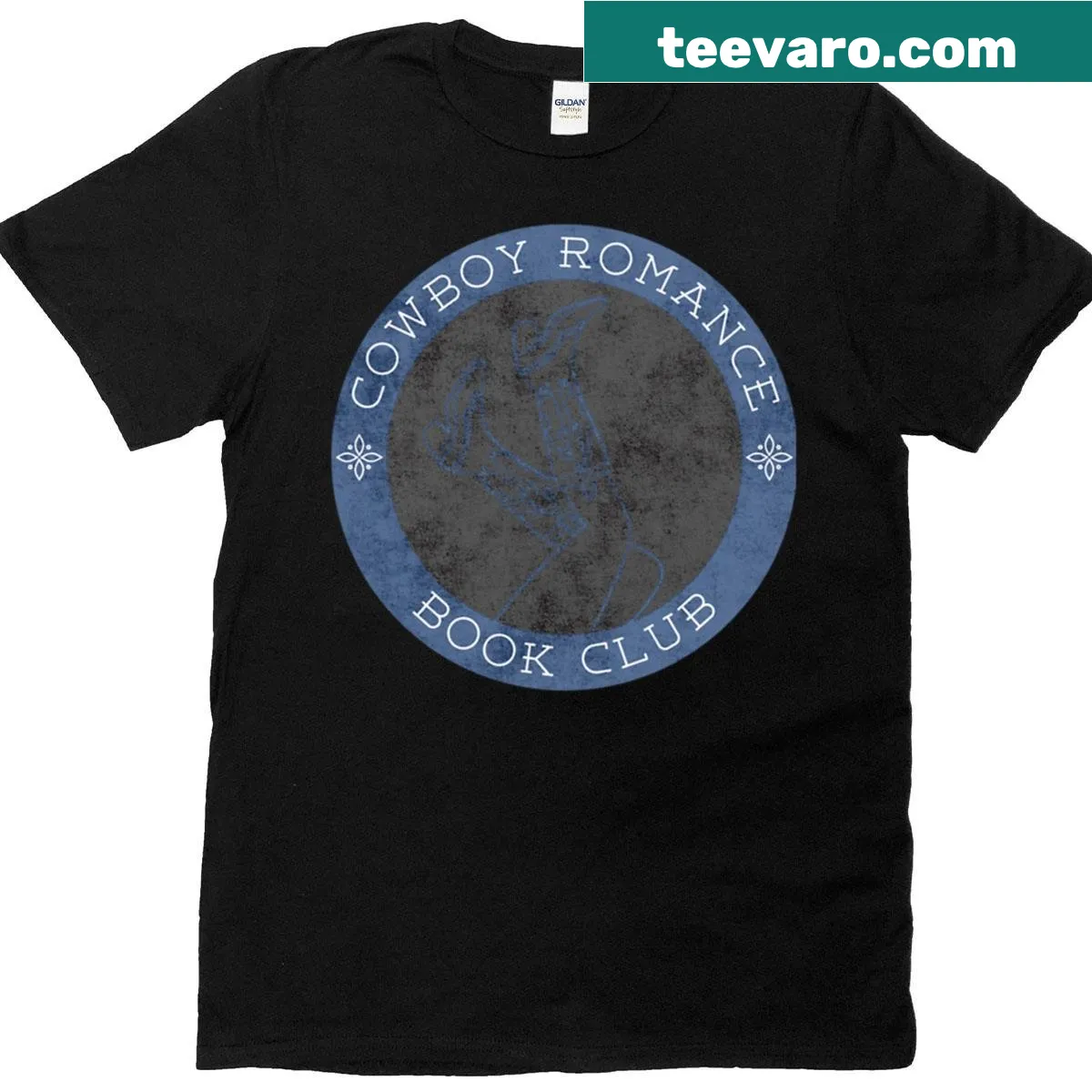 T-shirt for moms featuring Cowboy Romance Book Club text design — on a men's t-shirt