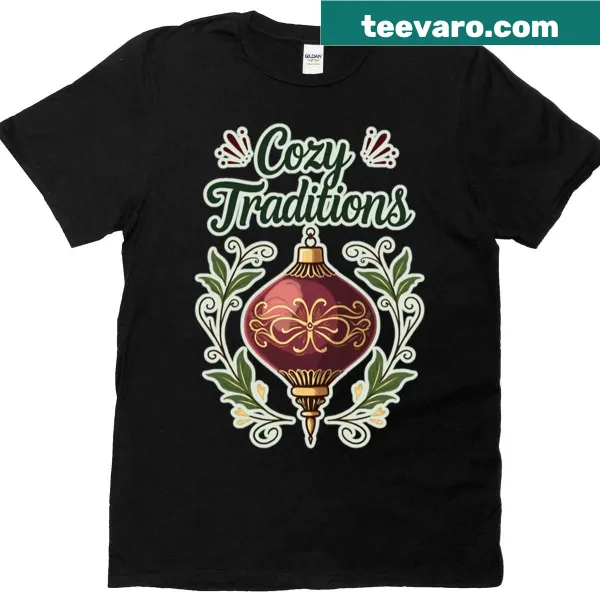 Vintage-style Christmas ornament design on a t-shirt.