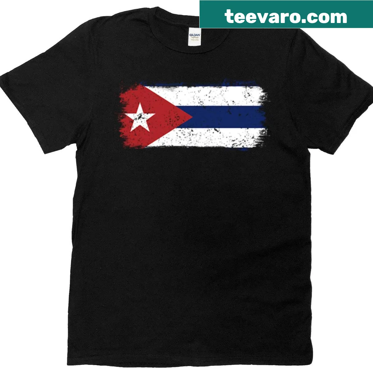 Minimalist faded Cuban flag design on t-shirt — on a men's t-shirt