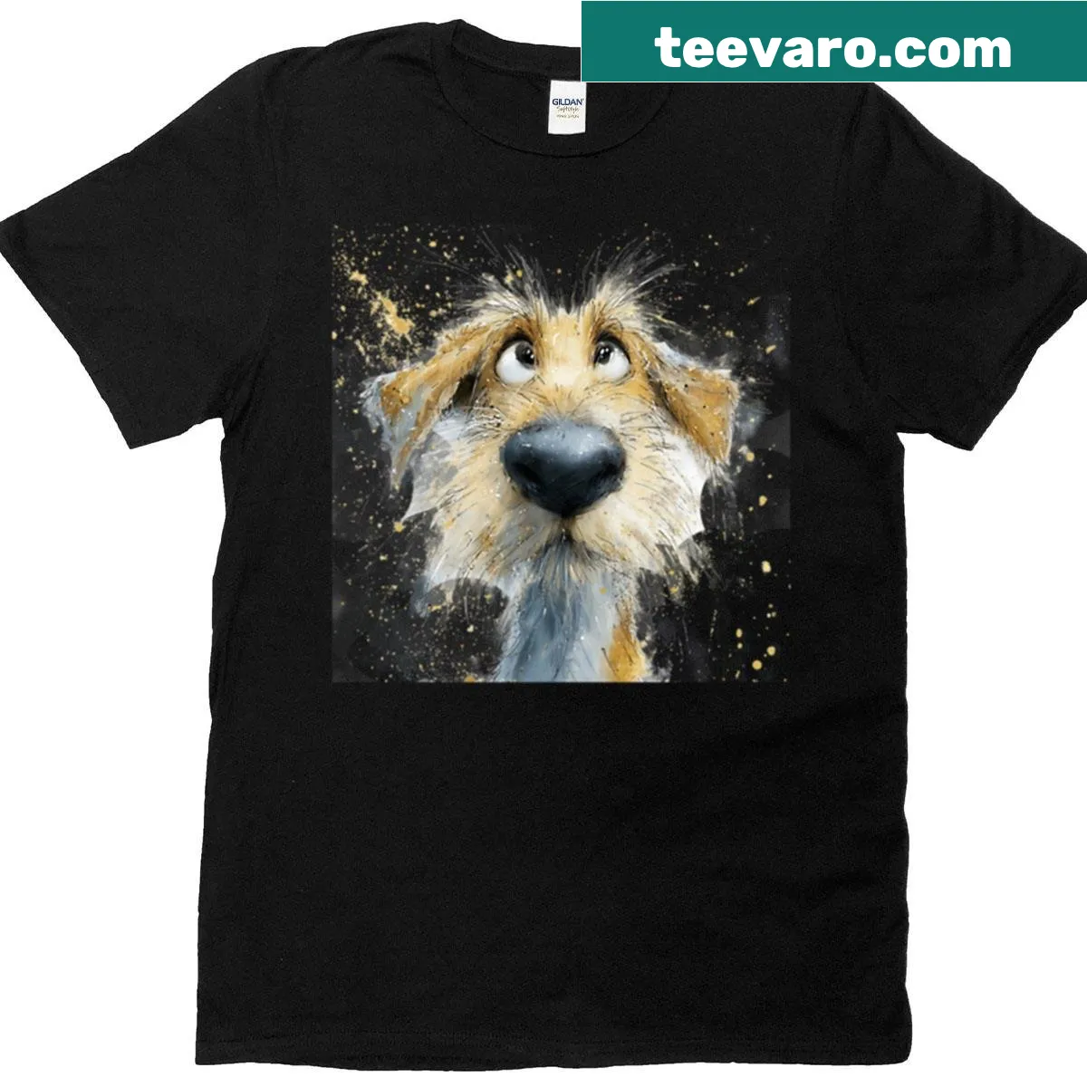 Illustration of a cute terrier dog on an oversized T-shirt — on a men's t-shirt