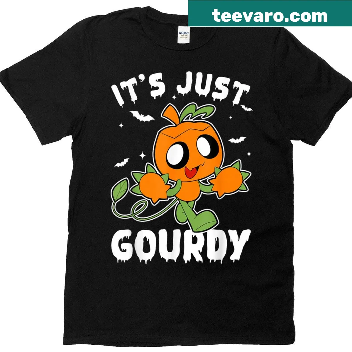 Cartoon Halloween themed t-shirt with spooky pumpkin design — on a men's t-shirt