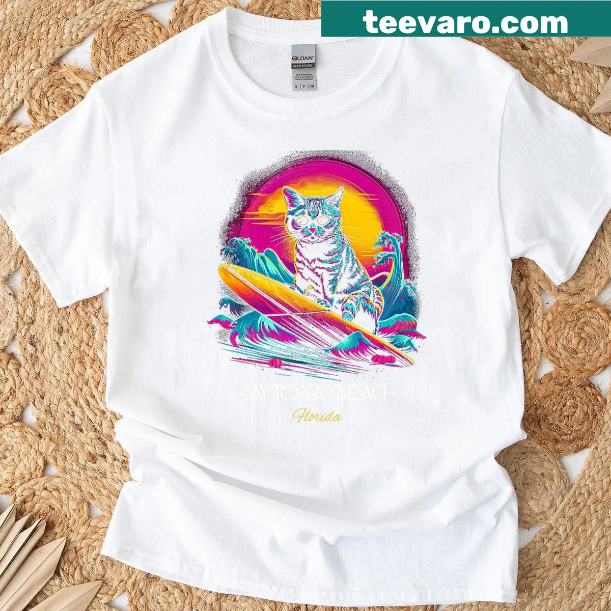 T-shirt celebrating Daytona Beach, Florida — on a men's t-shirt