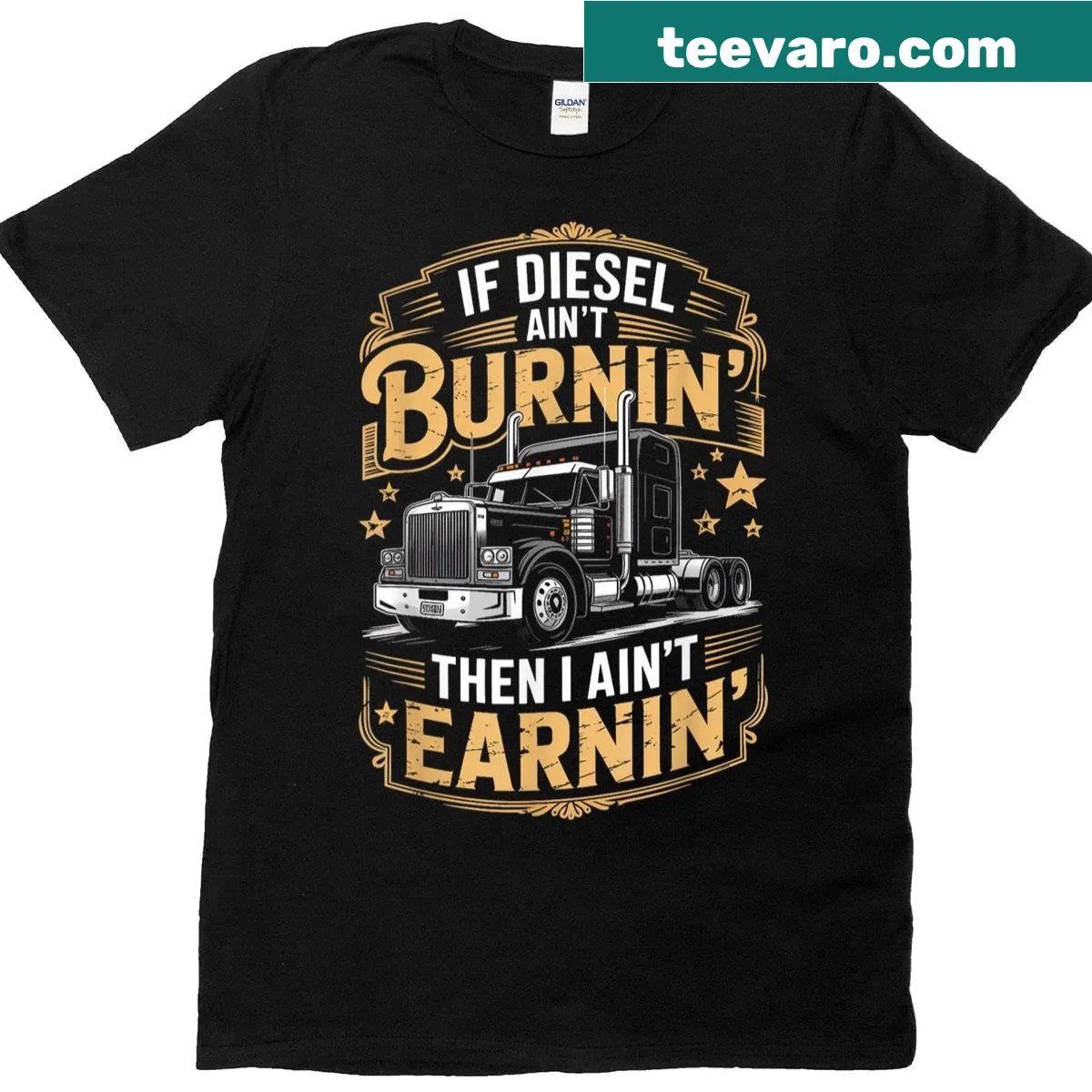 Bold trucking-themed t-shirt featuring 'Diesel Ain't' text — on a men's t-shirt