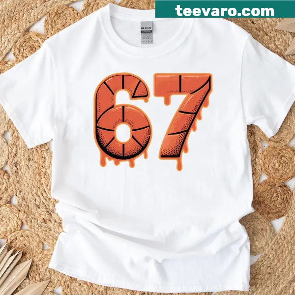 Basketball-themed Halloween t-shirt with drippy typography