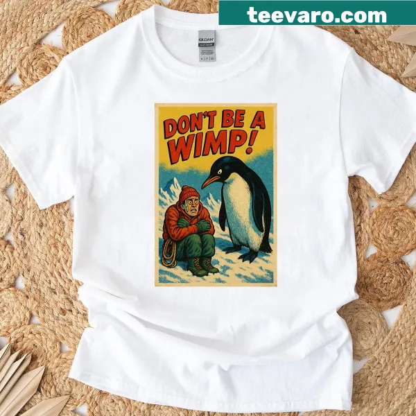 Retro penguin T-shirt with a funny motivational quote
