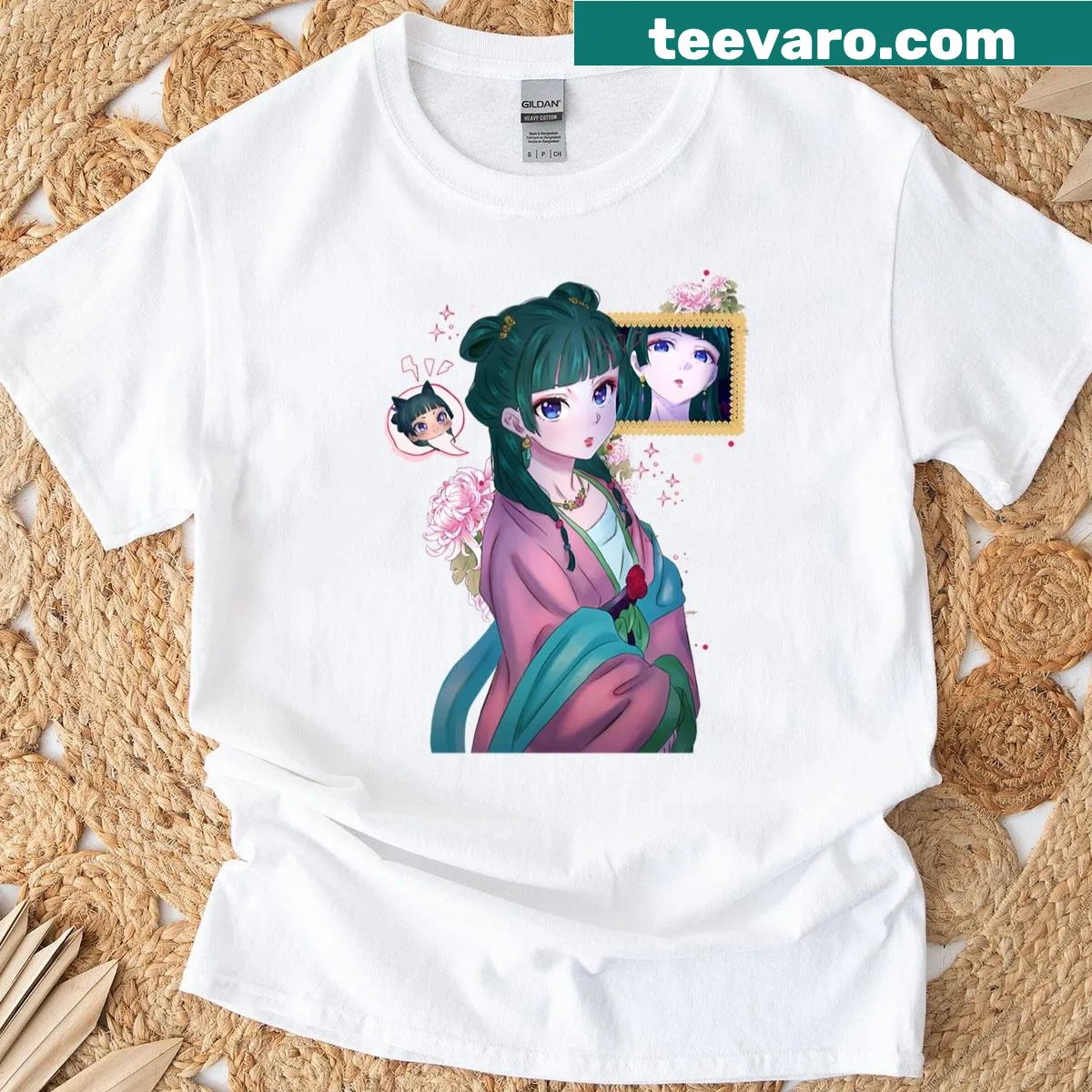 Doodle graphic T-shirt featuring whimsical apothecary illustrations — on a men's t-shirt