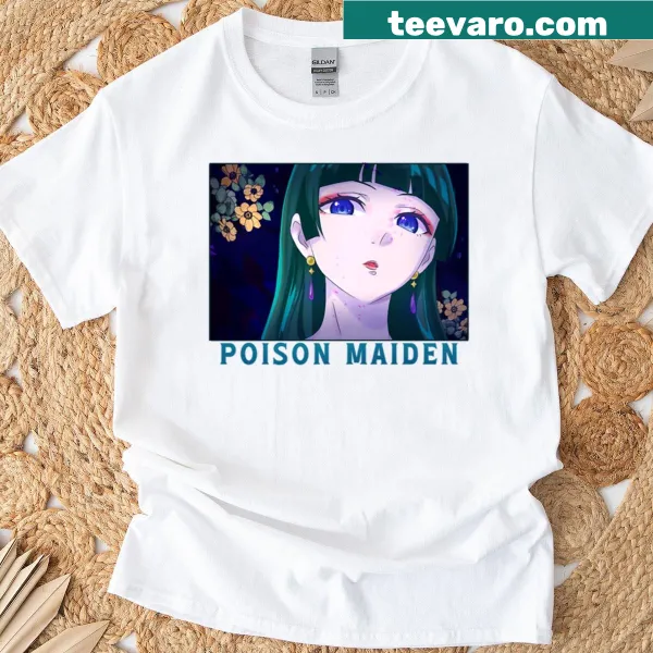 Whimsical doodle-style shirt featuring a Poison Maiden design.