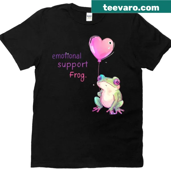 Funny Emotional Support Frog T-shirt with playful graphics