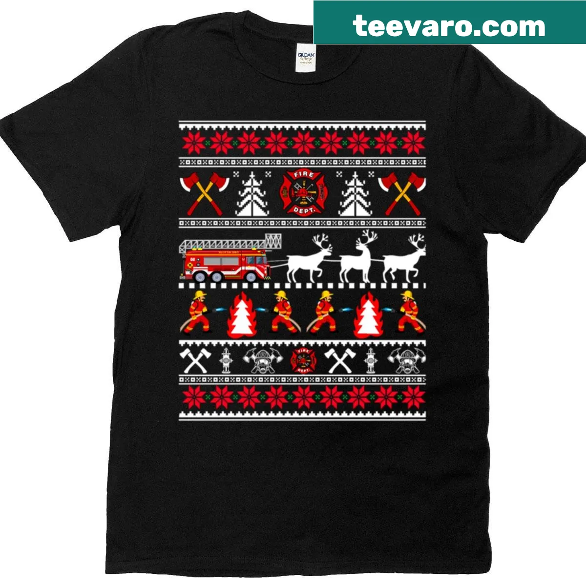 Fire department emblem graphic on a T-shirt — on a men's t-shirt