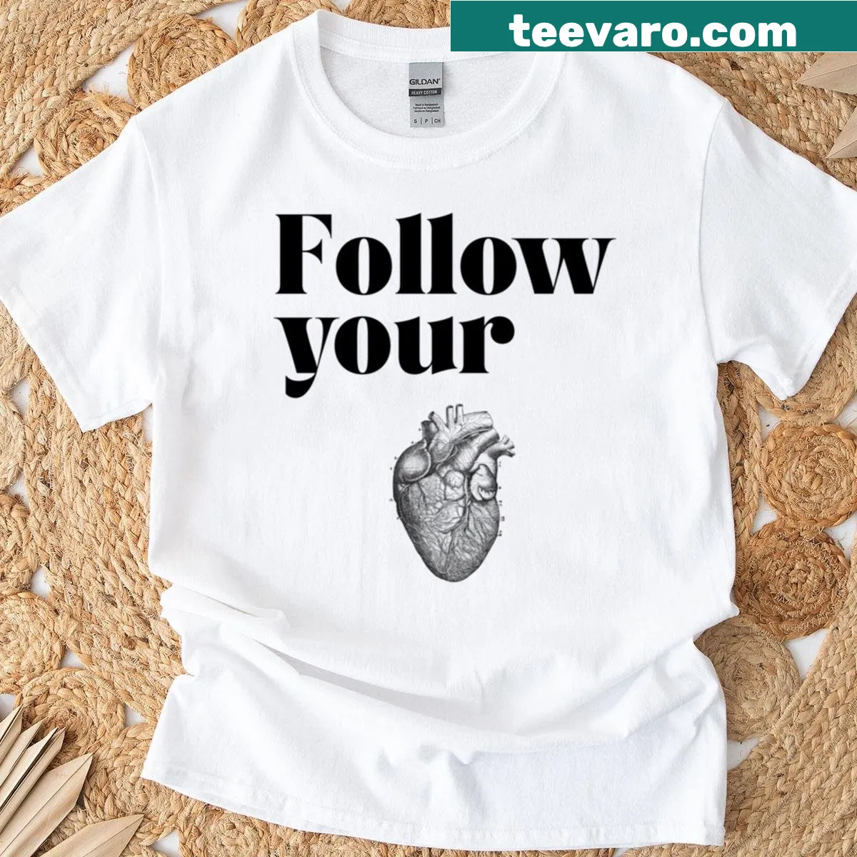 Vintage anatomical heart design on a motivational t-shirt — on a men's t-shirt