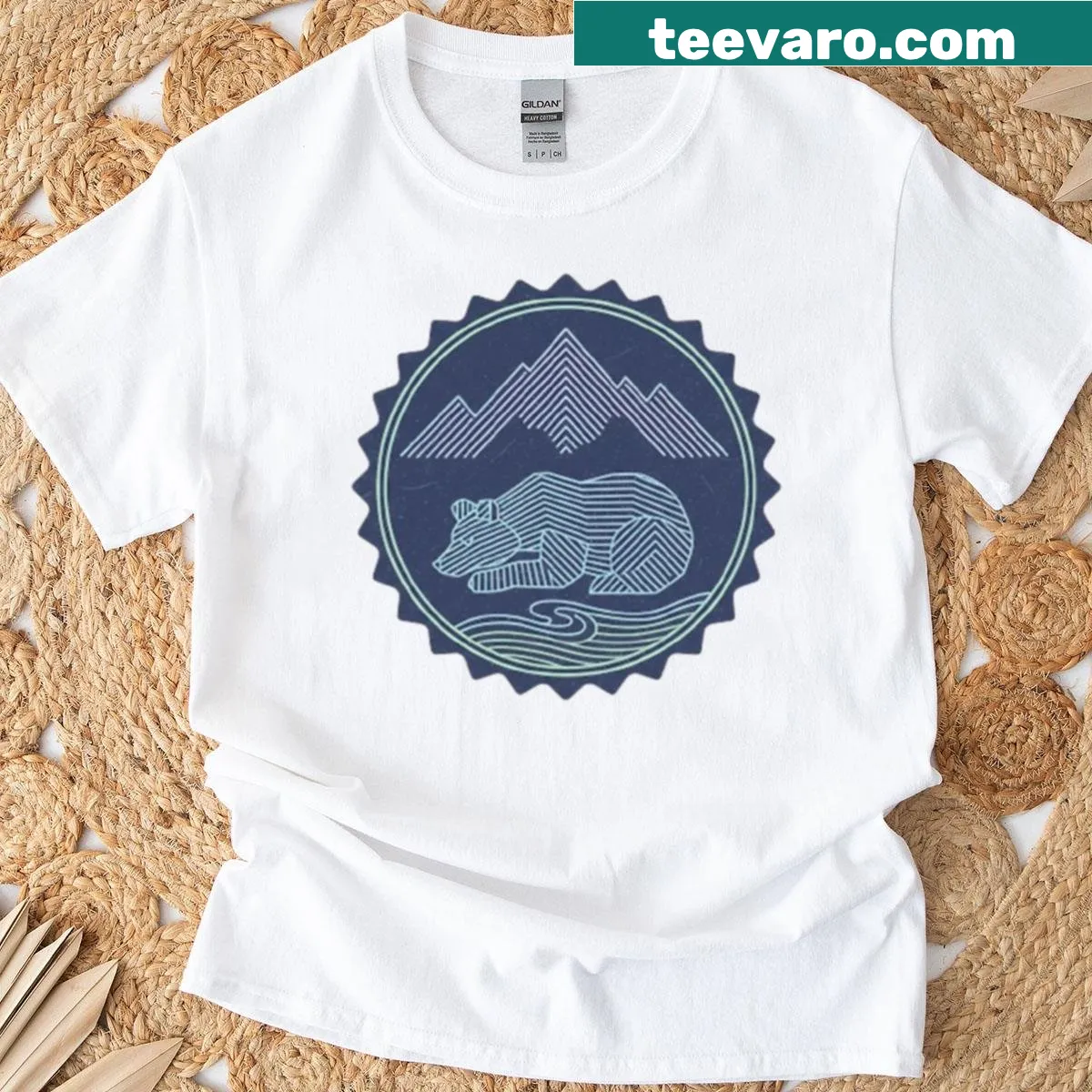Minimalist Forest Grit Outfitters T-shirt with a forest illustration — on a men's t-shirt