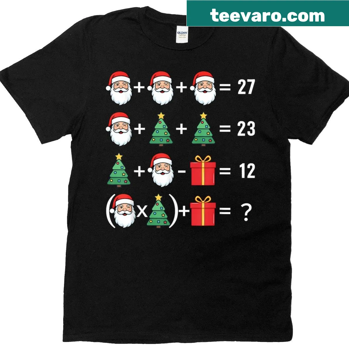 Funny Santa and tree graphic with '67' on a Christmas teacher t-shirt — on a men's t-shirt