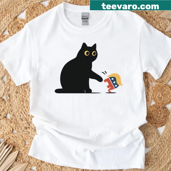 Funny T-shirt with a black cat and anti-Trump message