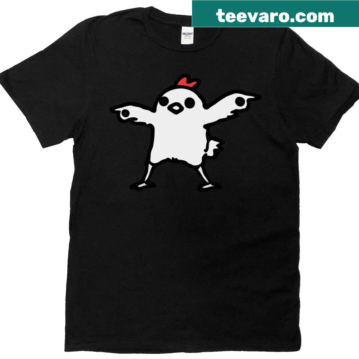 Cartoon chicken graphic on a funny cool t-shirt — on a men's t-shirt