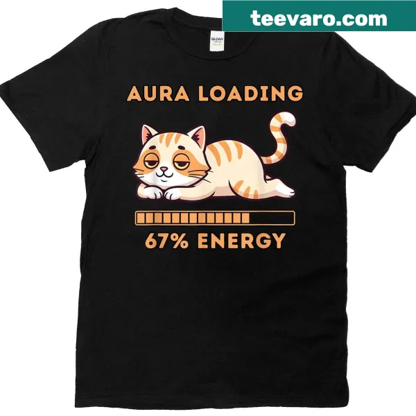 Humorous meme T-shirt with a cat loading graphic for cat lovers.