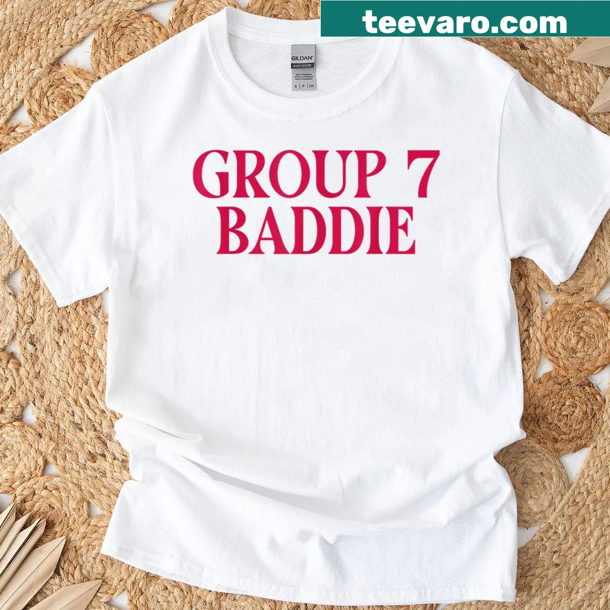 Typography design featuring Group 7 Baddie meme — on a men's t-shirt