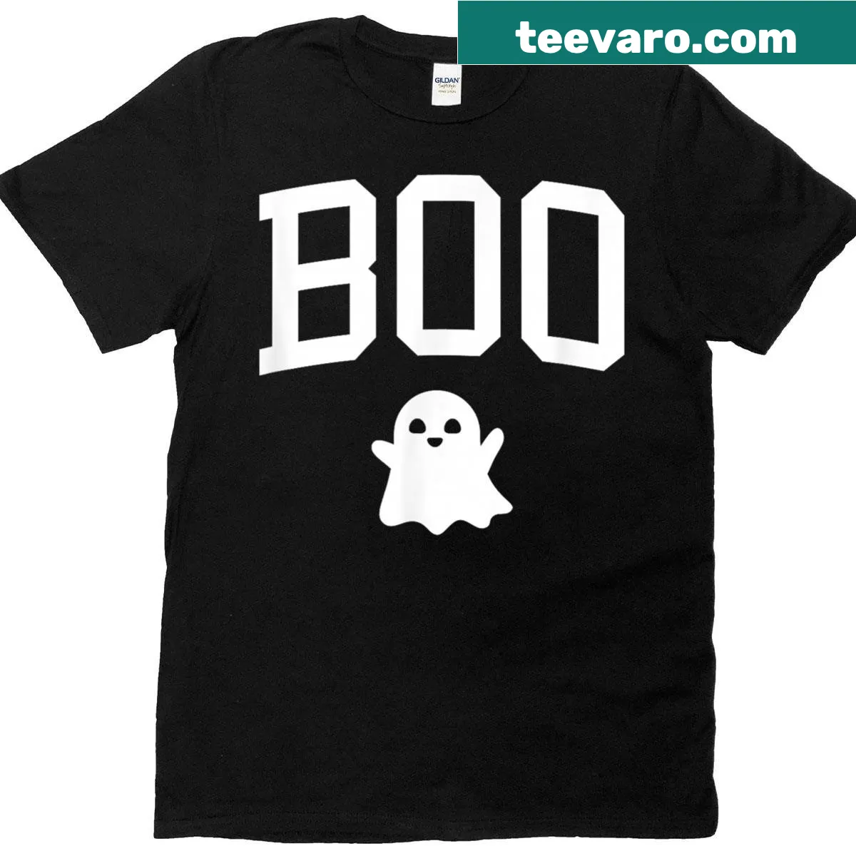 Funny Halloween T-shirt with bold 'Boo' text design — on a men's t-shirt