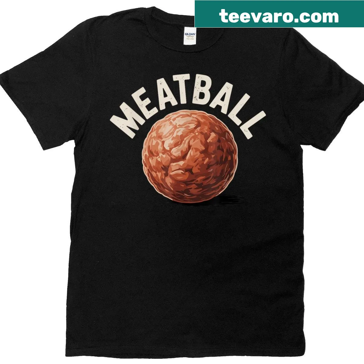 Funny meatball graphic t-shirt for Italian food lovers — on a men's t-shirt