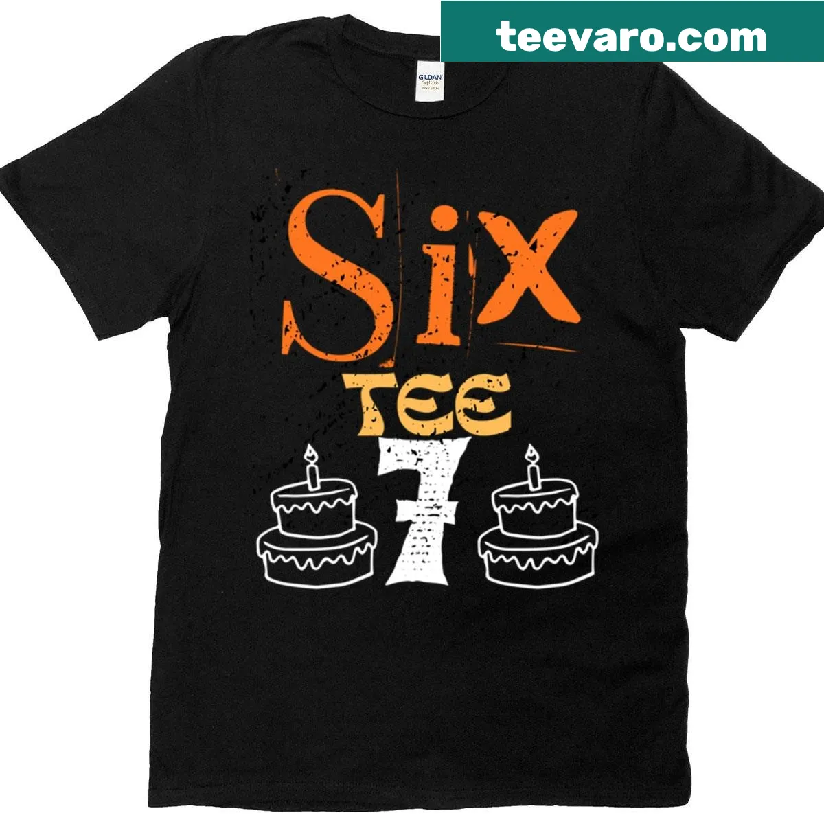 Vintage birthday tee with humorous 'Funny Six Tee Seven' text — on a men's t-shirt
