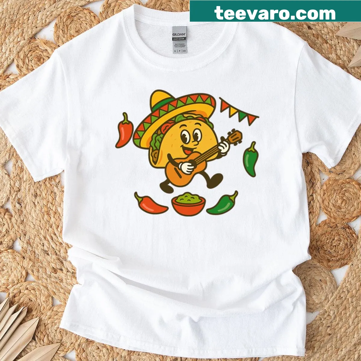 Cute cartoon taco graphic T-shirt for food lovers — on a men's t-shirt