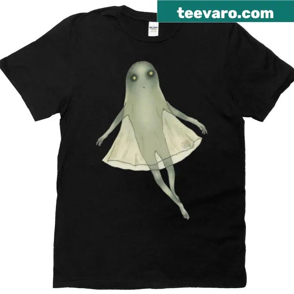 Playful cartoon of a ghost frog for a whimsical T-shirt