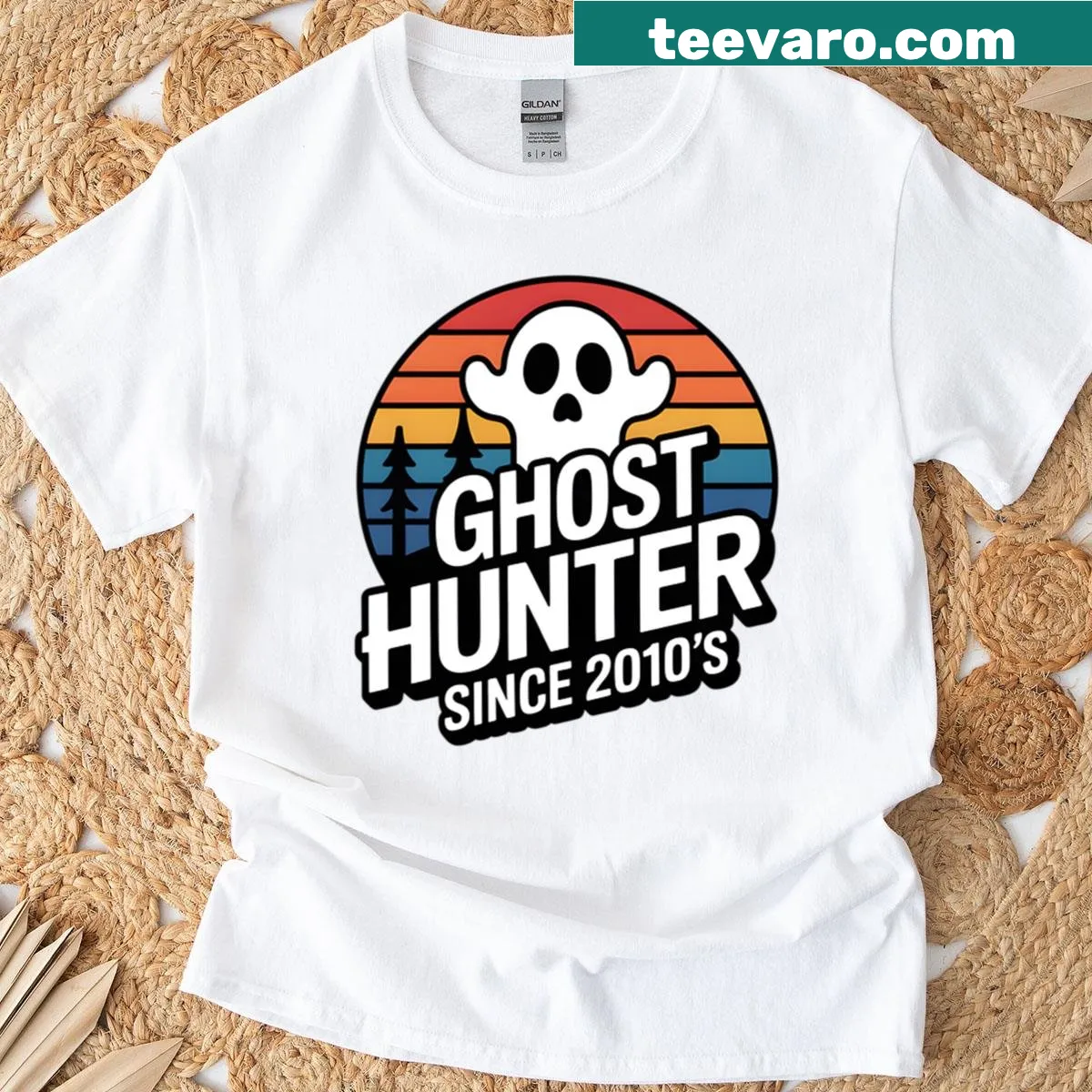 Vintage Halloween shirt for ghost hunters with retro graphic — on a men's t-shirt