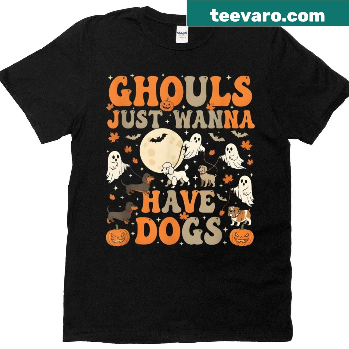 Funny Halloween t-shirt featuring a dog lover's design — on a men's t-shirt